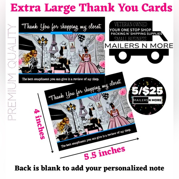 Mailers N More Office Extra Large Thank You Cards Fashion Eiffel